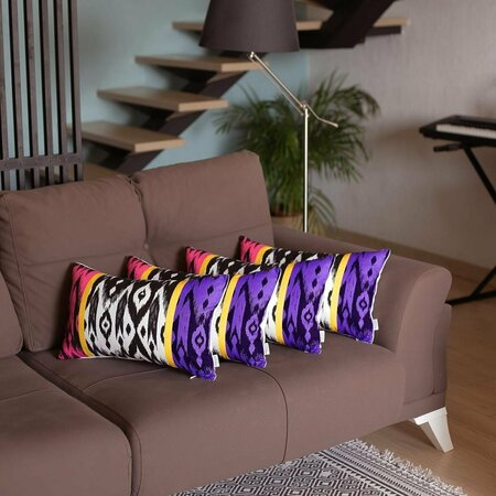 ESCENOGRAFIA Ikat Design Lumbar Pillow Covers, Purple - Set of 4 ES1861887